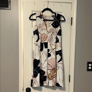 Ann Taylor Black and Pink Floral Midi Dress
